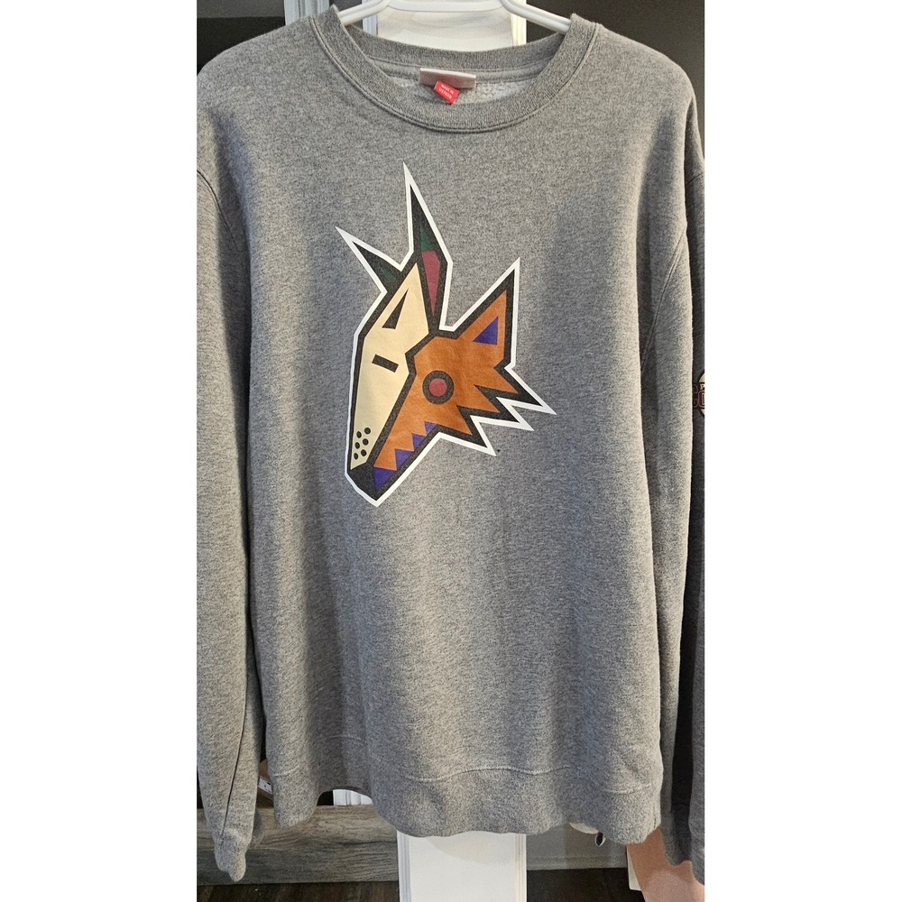 Mitchell & Ness Phoenix Coyotes Kachina Logo Gray Crewneck Sweatshirt XL NHL